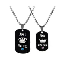 Carica l&#39;immagine nel visualizzatore di Gallery, Black Necklaces &amp; Pendants Her King and His Queen Black Titanium Couple Necklace Stainless Steel Pendant Gifts SN115