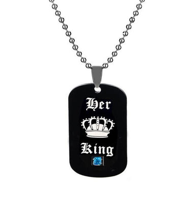 Black Necklaces & Pendants Her King and His Queen Black Titanium Couple Necklace Stainless Steel Pendant Gifts SN115