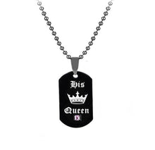 Carica l&#39;immagine nel visualizzatore di Gallery, Black Necklaces &amp; Pendants Her King and His Queen Black Titanium Couple Necklace Stainless Steel Pendant Gifts SN115