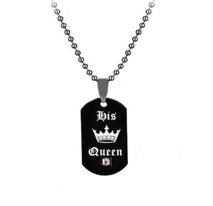 Black Necklaces & Pendants Her King and His Queen Black Titanium Couple Necklace Stainless Steel Pendant Gifts SN115