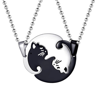 Halloween Matching Cat Necklaces & Pendants for Men and Women Couple Necklace Pendant Stainless Steel Jewelry SN156
