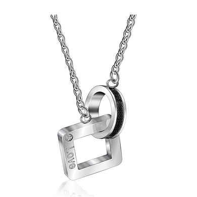 Collane e pendenti Collana per coppia per uomo e donna Ciondolo a forma di cuore e quadrato abbinato Regalo di San Valentino 2018 SN048 