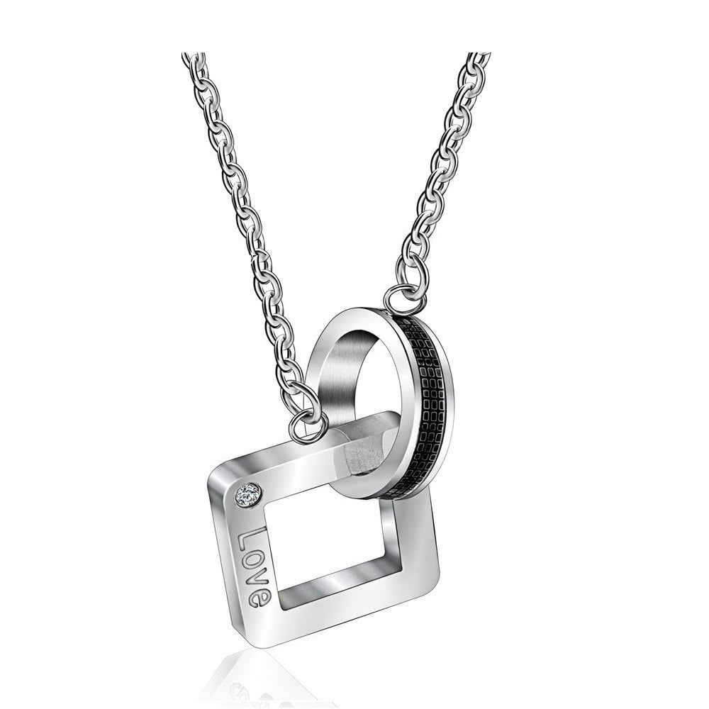 Necklaces & Pendants Couple Necklace for Men and Women Heart and Square Paired Pendant Valentines D Gift 2018 SN048