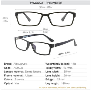 Ultem Eyeglasses Frames for Men Sport Rectangle Glasses Frame Prescription Eye Wear Optical Goggles for Man Simple Classic Black