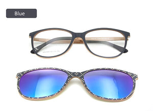 Montatura per occhiali da vista in plastica Ultem in titanio Montatura per occhiali da donna Cateye con clip magnetiche Occhiali da sole polarizzati Clip su lente 
