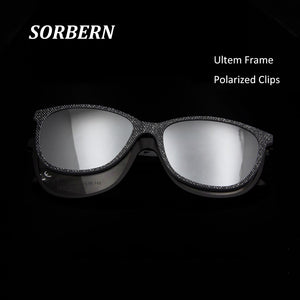 Montatura per occhiali da vista in plastica Ultem in titanio Montatura per occhiali da donna Cateye con clip magnetiche Occhiali da sole polarizzati Clip su lente 