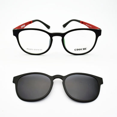 Ultra-Light Glasses Sand Black Magnet Clip Sunglasses Myopia Eyeglasses Polarized Round Frame Women's Style Functional PEL2078