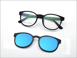 Ultra-Light Glasses Sand Black Magnet Clip Sunglasses Myopia Eyeglasses Polarized Round Frame Women's Style Functional PEL2078