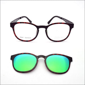 Ultra-Light Glasses Sand Black Magnet Clip Sunglasses Myopia Eyeglasses Polarized Round Frame Women's Style Functional PEL2078