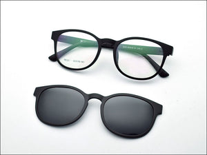 Ultra-Light Glasses Sand Black Magnet Clip Sunglasses Myopia Eyeglasses Polarized Round Frame Women's Style Functional PEL2078