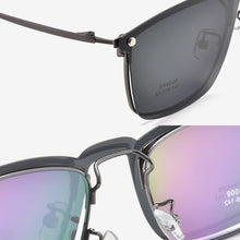 Load image into Gallery viewer, Ultra Light Mens Square Optical Eyeglass Frame Business Style Glasses Rx Eyewear With Magnetic Clip On Sunglasses For Driving