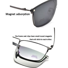 Load image into Gallery viewer, Ultra Light Mens Square Optical Eyeglass Frame Business Style Glasses Rx Eyewear With Magnetic Clip On Sunglasses For Driving