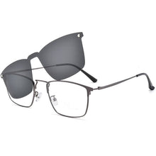Load image into Gallery viewer, Ultra Light Mens Square Optical Eyeglass Frame Business Style Glasses Rx Eyewear With Magnetic Clip On Sunglasses For Driving