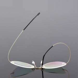Ultra-light Memory Cats Eye Frameless Titanium Alloy Eyeglass Optical Rx Frames Rimless Eyeglasses Women Cat Eye Glasses