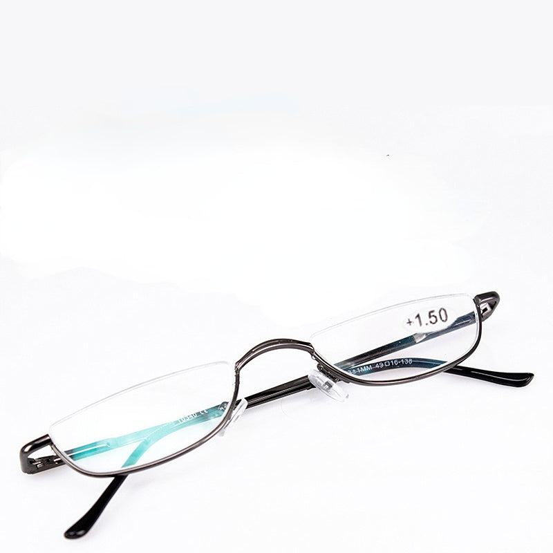 Ultra-light Metal Half Frame Reading Glasses Portable Men Business Presbyopia Glasses With Case Unisex Diopter +1.0to+4.0