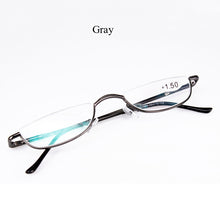 Load image into Gallery viewer, Ultra-light Metal Half Frame Reading Glasses Portable Men Business Presbyopia Glasses With Case Unisex Diopter +1.0to+4.0