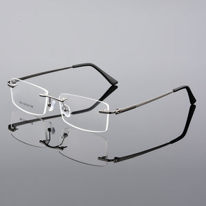 Ultra-light Rimless Alloy Glasses Farsighted Frame Diamond Cutting Myopia Frame Can Custom prescription Recipe Lense
