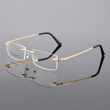 Load image into Gallery viewer, Ultra-light Rimless Alloy Glasses Farsighted Frame Diamond Cutting Myopia Frame Can Custom prescription Recipe Lense