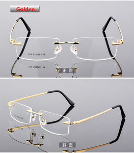 Ultra-light Rimless Alloy Glasses Farsighted Frame Diamond Cutting Myopia Frame Can Custom prescription Recipe Lense