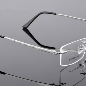 Ultra-light Rimless Alloy Glasses Farsighted Frame Diamond Cutting Myopia Frame Can Custom prescription Recipe Lense