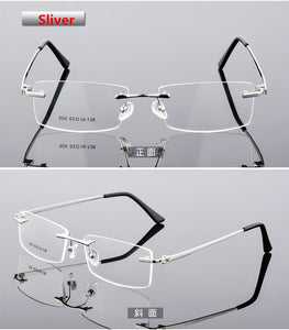 Ultra-light Rimless Alloy Glasses Farsighted Frame Diamond Cutting Myopia Frame Can Custom prescription Recipe Lense