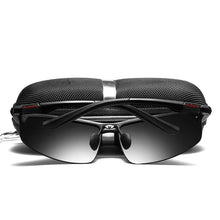 Load image into Gallery viewer, UltraLight Aluminum Magnesium Polarized Men Sunglasses HighQuality Half-frame Male Sun Glasses Cool Mirror Black Driving Glasses