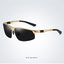 Load image into Gallery viewer, UltraLight Aluminum Magnesium Polarized Men Sunglasses HighQuality Half-frame Male Sun Glasses Cool Mirror Black Driving Glasses