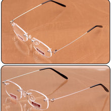 Load image into Gallery viewer, Ultralight Frameless Men And Women Unisex HD Reading Glasses Resin Lenses Diopter +1.0 +1.5 +2.0 +2.5 +3.0 +3.5 +4.0