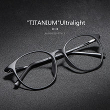 Load image into Gallery viewer, Ultralight Pure Titanium Men Comfortable Eyewear Women Vintage Round Big Frame Myopia Reading Optical Prescription Glasses