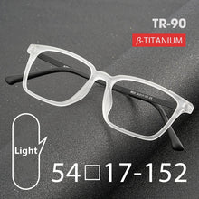 Carica l&#39;immagine nel visualizzatore di Gallery, Ultralight TR90 Glasses Frame Pure Titanium Myopia Glasses Men Comfortable Retro Square Large Size Optical Eyewear Frame 9822