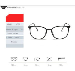 Ultralight TR90 Optical Glasses Clear Lenses Eyeglasses Frames For Women Men Myopia Glasses Spectacles Eyewear A8720