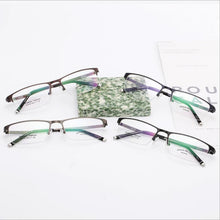 Carica l&#39;immagine nel visualizzatore di Gallery, Ultralight Titanium Alloy Business Men&#39;s Optical Glasses Frames , Half Frame Openwork Metal Prescription Myopia Glass Frame F614