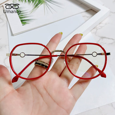 Umanco Round Anti Blue Light Glasses for Women Men Metal Optical Eyeglasses Frame Myopia Spectacles 0 Diopter Eyewear