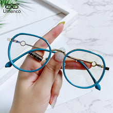 Load image into Gallery viewer, Umanco Round Anti Blue Light Glasses for Women Men Metal Optical Eyeglasses Frame Myopia Spectacles 0 Diopter Eyewear