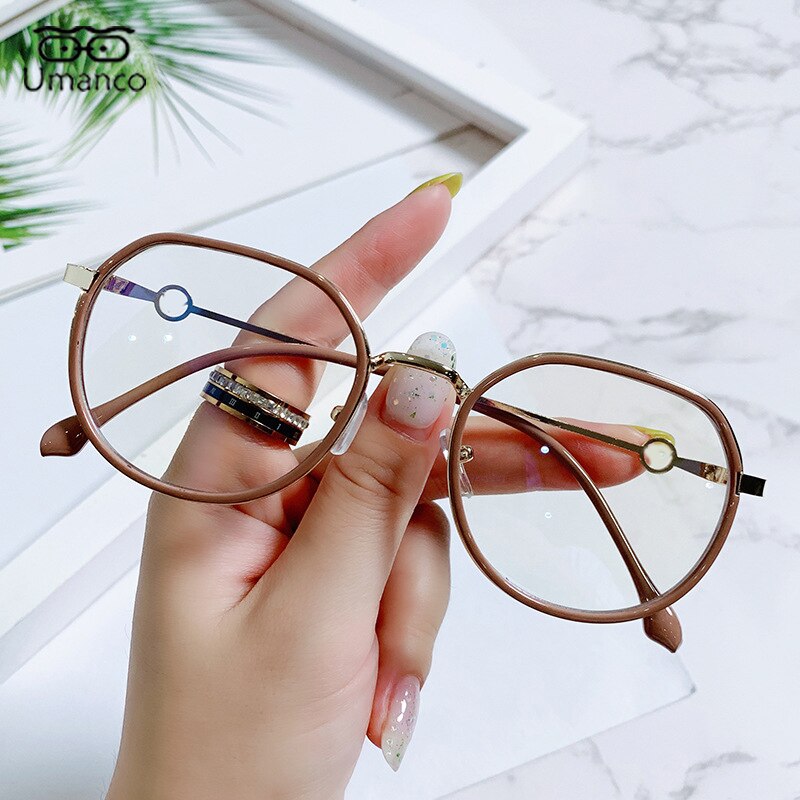 Umanco Round Anti Blue Light Glasses for Women Men Metal Optical Eyeglasses Frame Myopia Spectacles 0 Diopter Eyewear