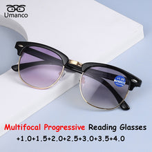 Load image into Gallery viewer, Umanco Intelligent Multifocal Progressive Finished Reading Glasses Men Women Square Anti Blue Light Far Near Presbyopia Eyewear