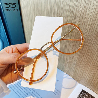 Umanco Vintage Round Glasses Frame for Women Men White Black Optical Myopia Eyeglasses Frame Clear Lens Without Diopter Eyewear