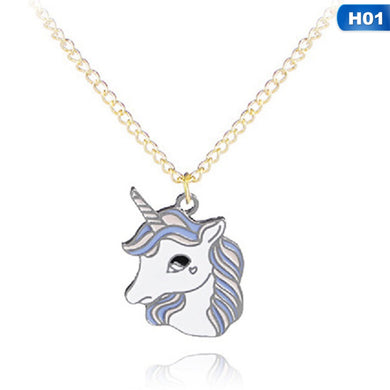Collana con unicorno per ragazze, bambini, bambini, smalto, cartone animato, cavallo, gioielli, accessori, donna, animale, collana, pendente, unicorno 