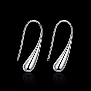 Unique 925 Pure silver water drop earrings prata brinco e004 gift box Free Fashion New Jewelry