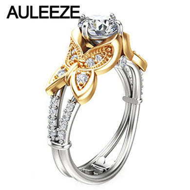 Unique Butterfly Design 1CT Moissanites Engagement Ring Solid 14K Yellow White Gold Lab Grown Diamond Rings For Women Jewelry