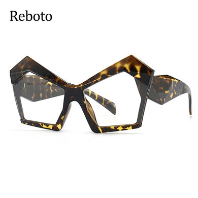 Unique Design Glasses Frame Women Oversized Polygon Clear Lens Eyeglasses Candy Color Transparen Decorative Glasses Spectacle