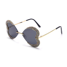 Load image into Gallery viewer, Unique Heart Rimless Sunglasses Women  Brand Designer Glasses Shiny Diamond Eyewear Rhinestone Sunglasses Men UV400 Shades