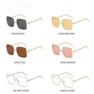 Unique Hollow Chain Frame Sunglasses For Women 2023 Alloy Square Sun Glasses Gradient Uv400 Eyewear Female Shades