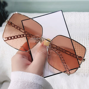 Unique Hollow Chain Frame Sunglasses For Women 2023 Alloy Square Sun Glasses Gradient Uv400 Eyewear Female Shades