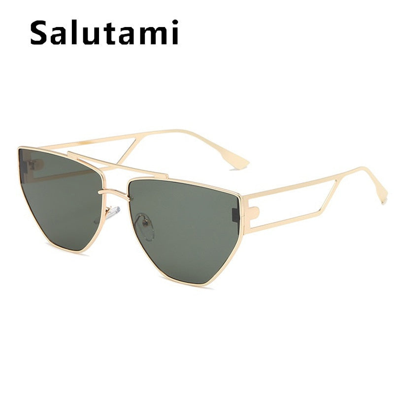 Unique Irregular Hollow Square Sunglasses For Women  Brand Double Bridge Black Brown Sun Glasses Female Uv400 Shades Men