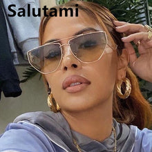 Carica l&#39;immagine nel visualizzatore di Gallery, Unique Irregular Hollow Square Sunglasses For Women  Brand Double Bridge Black Brown Sun Glasses Female Uv400 Shades Men
