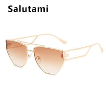 Carica l&#39;immagine nel visualizzatore di Gallery, Unique Irregular Hollow Square Sunglasses For Women  Brand Double Bridge Black Brown Sun Glasses Female Uv400 Shades Men