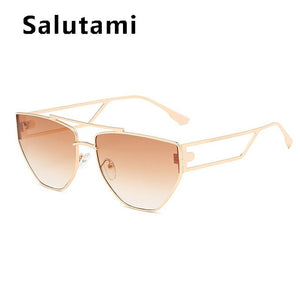 Unique Irregular Hollow Square Sunglasses For Women  Brand Double Bridge Black Brown Sun Glasses Female Uv400 Shades Men