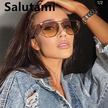 Carica l&#39;immagine nel visualizzatore di Gallery, Unique Irregular Hollow Square Sunglasses For Women  Brand Double Bridge Black Brown Sun Glasses Female Uv400 Shades Men