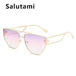 Unique Irregular Hollow Square Sunglasses For Women  Brand Double Bridge Black Brown Sun Glasses Female Uv400 Shades Men